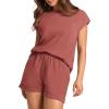 imageWIHOLL 2 Piece Sets for Women Casual Summer Travel Vacation Outfits Cap Sleeve Shorts Lounge SetRed