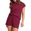 imageWIHOLL 2 Piece Sets for Women Casual Summer Travel Vacation Outfits Cap Sleeve Shorts Lounge SetWine