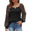 imageWIHOLL Blouse Tops for Women Loose Fit Long Sleeve Shirts Square Neck Tops