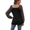 imageWIHOLL Blouse Tops for Women Loose Fit Long Sleeve Shirts Square Neck Tops