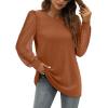 imageWIHOLL Long Sleeve Shirts for Women Tops Tunic Fall Trendy Crew Neck ClothesAcaramel Orange