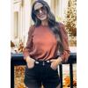 imageWIHOLL Long Sleeve Shirts for Women Tops Tunic Fall Trendy Crew Neck ClothesAcaramel Orange