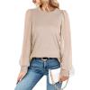 imageWIHOLL Long Sleeve Shirts for Women Tops Tunic Fall Trendy Crew Neck ClothesBeige