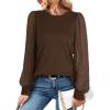 imageWIHOLL Long Sleeve Shirts for Women Tops Tunic Fall Trendy Crew Neck ClothesBrown