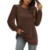 imageWIHOLL Long Sleeve Shirts for Women Tops Tunic Fall Trendy Crew Neck ClothesBrown