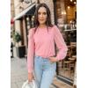 imageWIHOLL Long Sleeve Shirts for Women Tops Tunic Fall Trendy Crew Neck ClothesPink