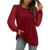 imageWIHOLL Long Sleeve Shirts for Women Tops Tunic Fall Trendy Crew Neck ClothesRed
