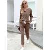 imageWIHOLL Two Piece Outfits for Women Lounge Sets Button Down Sweatshirt Sweatpants Sweatsuits Set with PocketsLong Sleeve  1 Khaki