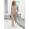 imageWIHOLL Two Piece Outfits for Women Lounge Sets Button Down Sweatshirt Sweatpants Sweatsuits Set with PocketsLong Sleeve  Beige