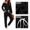 imageWIHOLL Two Piece Outfits for Women Lounge Sets Button Down Sweatshirt Sweatpants Sweatsuits Set with PocketsLong Sleeve  Black