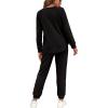 imageWIHOLL Two Piece Outfits for Women Lounge Sets Button Down Sweatshirt Sweatpants Sweatsuits Set with PocketsLong Sleeve  Black