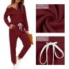 imageWIHOLL Two Piece Outfits for Women Lounge Sets Button Down Sweatshirt Sweatpants Sweatsuits Set with PocketsLong Sleeve  Burgendy Red