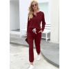 imageWIHOLL Two Piece Outfits for Women Lounge Sets Button Down Sweatshirt Sweatpants Sweatsuits Set with PocketsLong Sleeve  Burgendy Red
