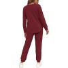 imageWIHOLL Two Piece Outfits for Women Lounge Sets Button Down Sweatshirt Sweatpants Sweatsuits Set with PocketsLong Sleeve  Burgendy Red