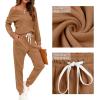imageWIHOLL Two Piece Outfits for Women Lounge Sets Button Down Sweatshirt Sweatpants Sweatsuits Set with PocketsLong Sleeve  Camel