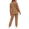 imageWIHOLL Two Piece Outfits for Women Lounge Sets Button Down Sweatshirt Sweatpants Sweatsuits Set with PocketsLong Sleeve  Camel
