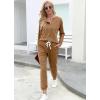 imageWIHOLL Two Piece Outfits for Women Lounge Sets Button Down Sweatshirt Sweatpants Sweatsuits Set with PocketsLong Sleeve  Camel