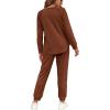 imageWIHOLL Two Piece Outfits for Women Lounge Sets Button Down Sweatshirt Sweatpants Sweatsuits Set with PocketsLong Sleeve  Caramel