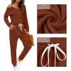 imageWIHOLL Two Piece Outfits for Women Lounge Sets Button Down Sweatshirt Sweatpants Sweatsuits Set with PocketsLong Sleeve  Caramel