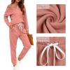 imageWIHOLL Two Piece Outfits for Women Lounge Sets Button Down Sweatshirt Sweatpants Sweatsuits Set with PocketsLong Sleeve  Coral Pink