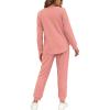 imageWIHOLL Two Piece Outfits for Women Lounge Sets Button Down Sweatshirt Sweatpants Sweatsuits Set with PocketsLong Sleeve  Coral Pink