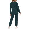imageWIHOLL Two Piece Outfits for Women Lounge Sets Button Down Sweatshirt Sweatpants Sweatsuits Set with PocketsLong Sleeve  Dark Green