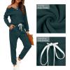 imageWIHOLL Two Piece Outfits for Women Lounge Sets Button Down Sweatshirt Sweatpants Sweatsuits Set with PocketsLong Sleeve  Dark Green