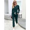 imageWIHOLL Two Piece Outfits for Women Lounge Sets Button Down Sweatshirt Sweatpants Sweatsuits Set with PocketsLong Sleeve  Dark Green