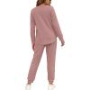 imageWIHOLL Two Piece Outfits for Women Lounge Sets Button Down Sweatshirt Sweatpants Sweatsuits Set with PocketsLong Sleeve  Dusty Pink