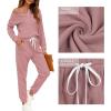 imageWIHOLL Two Piece Outfits for Women Lounge Sets Button Down Sweatshirt Sweatpants Sweatsuits Set with PocketsLong Sleeve  Dusty Pink