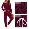 imageWIHOLL Two Piece Outfits for Women Lounge Sets Button Down Sweatshirt Sweatpants Sweatsuits Set with PocketsLong Sleeve  Magenta