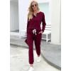 imageWIHOLL Two Piece Outfits for Women Lounge Sets Button Down Sweatshirt Sweatpants Sweatsuits Set with PocketsLong Sleeve  Magenta