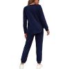 imageWIHOLL Two Piece Outfits for Women Lounge Sets Button Down Sweatshirt Sweatpants Sweatsuits Set with PocketsLong Sleeve  Navy Blue