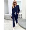 imageWIHOLL Two Piece Outfits for Women Lounge Sets Button Down Sweatshirt Sweatpants Sweatsuits Set with PocketsLong Sleeve  Navy Blue