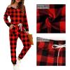 imageWIHOLL Two Piece Outfits for Women Lounge Sets Button Down Sweatshirt Sweatpants Sweatsuits Set with PocketsLong Sleeve  Red  Black Plaid