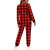 imageWIHOLL Two Piece Outfits for Women Lounge Sets Button Down Sweatshirt Sweatpants Sweatsuits Set with PocketsLong Sleeve  Red  Black Plaid