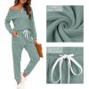 imageWIHOLL Two Piece Outfits for Women Lounge Sets Button Down Sweatshirt Sweatpants Sweatsuits Set with PocketsLong Sleeve  Sage GreenBlue