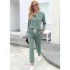 imageWIHOLL Two Piece Outfits for Women Lounge Sets Button Down Sweatshirt Sweatpants Sweatsuits Set with PocketsLong Sleeve  Sage GreenBlue