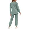 imageWIHOLL Two Piece Outfits for Women Lounge Sets Button Down Sweatshirt Sweatpants Sweatsuits Set with PocketsLong Sleeve  Sage GreenBlue