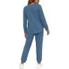 imageWIHOLL Two Piece Outfits for Women Lounge Sets Button Down Sweatshirt Sweatpants Sweatsuits Set with PocketsLong Sleeve  Steel Blue