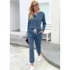 imageWIHOLL Two Piece Outfits for Women Lounge Sets Button Down Sweatshirt Sweatpants Sweatsuits Set with PocketsLong Sleeve  Steel Blue