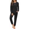 imageWIHOLL Two Piece Outfits for Women Lounge Sets Button Down Sweatshirt Sweatpants Sweatsuits Set with PocketsLong Sleeve 1black