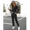 imageWIHOLL Two Piece Outfits for Women Lounge Sets Button Down Sweatshirt Sweatpants Sweatsuits Set with PocketsLong Sleeve 1black