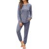 imageWIHOLL Two Piece Outfits for Women Lounge Sets Button Down Sweatshirt Sweatpants Sweatsuits Set with PocketsLong Sleeve 1dark Blue