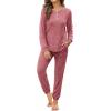 imageWIHOLL Two Piece Outfits for Women Lounge Sets Button Down Sweatshirt Sweatpants Sweatsuits Set with PocketsLong Sleeve 1red
