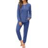 imageWIHOLL Two Piece Outfits for Women Lounge Sets Button Down Sweatshirt Sweatpants Sweatsuits Set with PocketsLong Sleeve 2 Blue