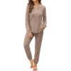 imageWIHOLL Two Piece Outfits for Women Lounge Sets Button Down Sweatshirt Sweatpants Sweatsuits Set with PocketsLong Sleeve 2 Khaki