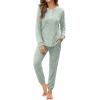 imageWIHOLL Two Piece Outfits for Women Lounge Sets Button Down Sweatshirt Sweatpants Sweatsuits Set with PocketsLong Sleeve 2 Sage Green