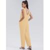 imageWIHOLL Womens Casual Loose Knit Jumpsuits Sleeveless V Neck Romper with Pocket and Long Pants OverallsBeige