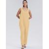 imageWIHOLL Womens Casual Loose Knit Jumpsuits Sleeveless V Neck Romper with Pocket and Long Pants OverallsBeige
